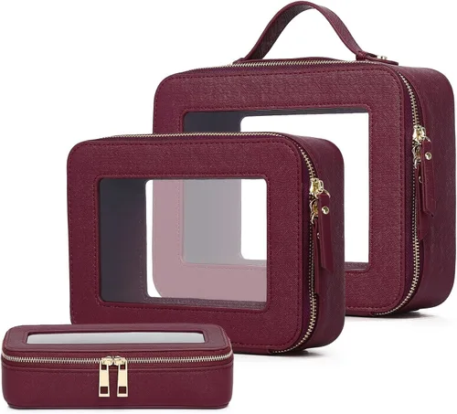 Miniatura 24 de Pinkmik Pequeña bolsa de maquillaje transparente, mini estuche para cosméticos, bolsa de aseo impermeable con cremallera, organizador de bolsos