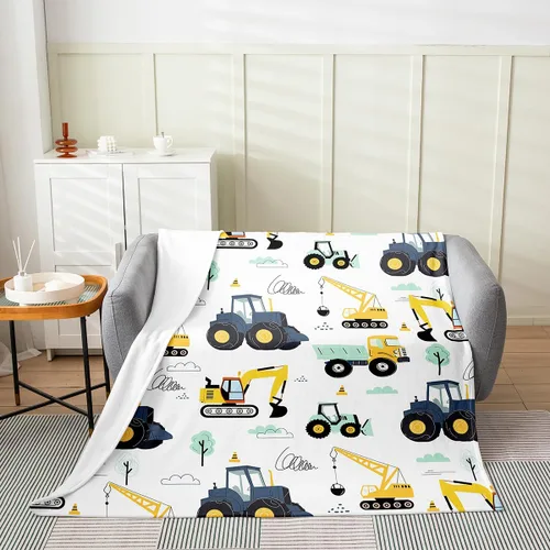Miniatura 3 de Manta de excavadora para niños de 40 x 50 pulgadas, manta de camiones de equipo para niños, niñas, niños, manta de forro polar para vehículos