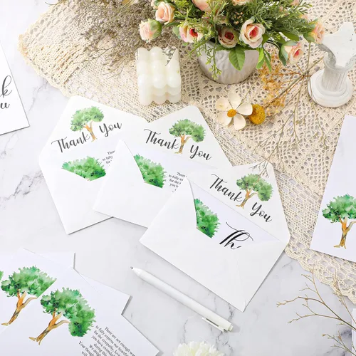Miniatura 5 de Fumete Juego de 50 tarjetas de agradecimiento funerarias con sobres y calcomanías, tarjetas de agradecimiento de condolencias con mensaje