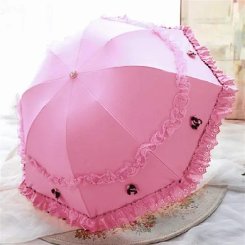 Miniatura 9 de Honeystore Paraguas plegable a prueba de rayos ultravioleta Princess Lace Parasol con cúpula anti-UV