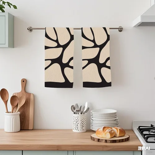 Miniatura 5 de Juego de 2 toallas de cocina abstractas bohemias florales de los años 70, toallas de mano de secado rápido para cocina, regalos para mujeres