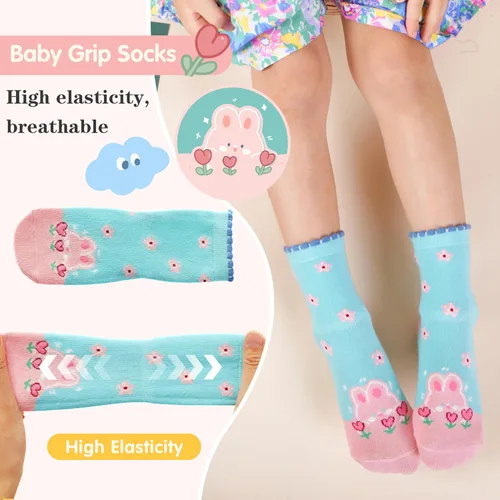 Miniatura 4 de 12 pares de calcetines antideslizantes de algodón para bebés, niños y niñas