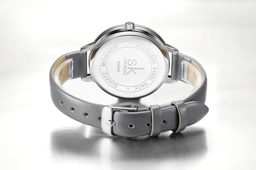 Miniatura 6 de SK - Reloj de pulsera para mujer, correa de piel, de cuarzo, reloj de lujo japonés de cuarzo.