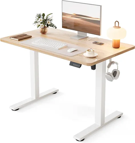 Miniatura 13 de Cubiker Escritorio de Pie de 40 x 24 Pulgadas, Mesa Eléctrica de Oficina en Casa de Altura Ajustable, Escritorio Sit-Stand con Tablero de Empalme