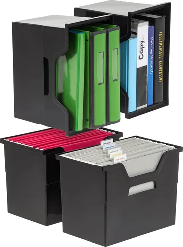 Miniatura 18 de IRIS Contenedor de plástico para libros de Estados Unidos, paquete de 8, caja de contenedor de conexión vertical para oficina, dormitorio, estudio