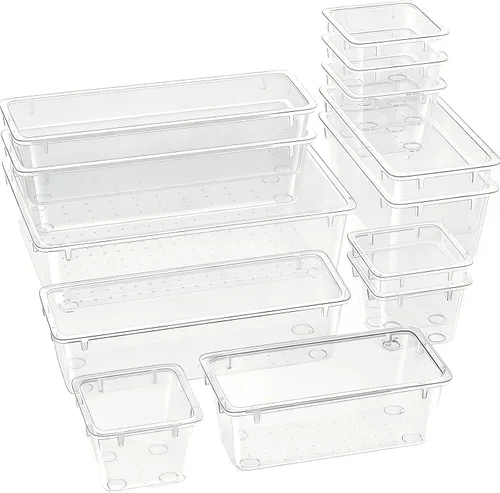 Miniatura 8 de Bandejas organizadoras de cajones de acrílico transparente, organizador de cajas de basura de 5 tamaños, contenedor de almacenamiento pequeño