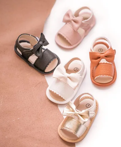 Miniatura 78 de Meckior Sandalias de verano con punta abierta y suave de piel sintética para bebés y niñas pequeñas