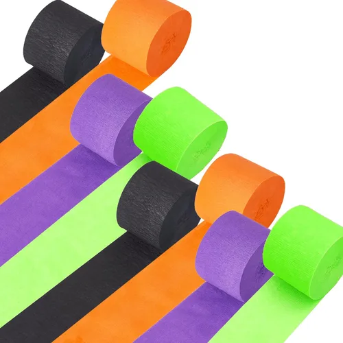 Miniatura 9 de Kit de serpentinas de papel crepé, 8 rollos de 656 pies, negro, morado, azul, verde, a granel para decoración de videojuegos, fiestas, cabina