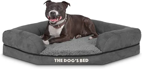 Miniatura 15 de The Dog's Bed - Cama ortopédica de espuma viscoelástica para perro, tela Oxford, gris con ribete negro, mediana
