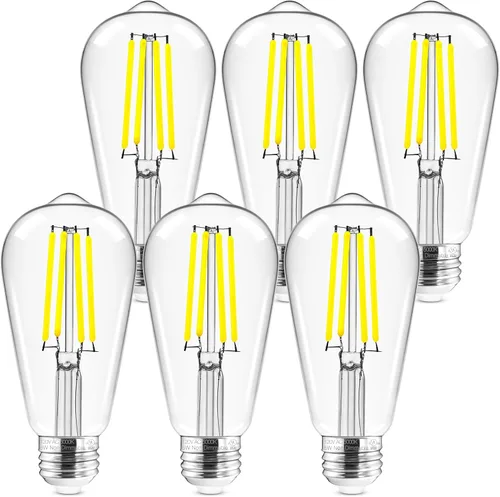 Miniatura 14 de Hizashi - 6 bombillas led Edison E26 equivalentes a 60 W, no regulables, 2,700 K, blanco cálido, CRI superior a 95, ST19, vintage, base E26, 700