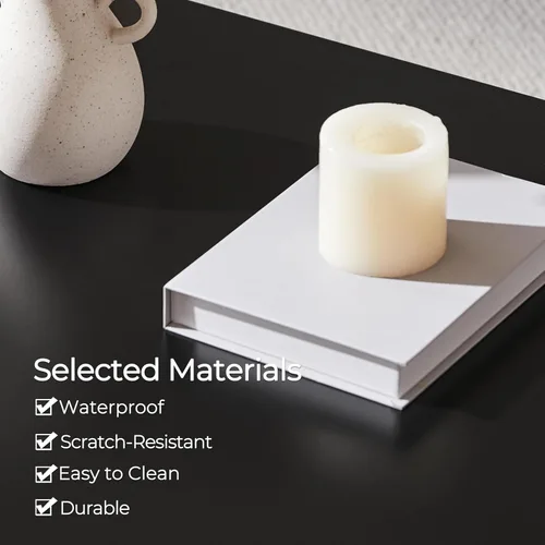 Miniatura 8 de Yaheetech Mesa de centro de madera negra elevable, con almacenamiento oculto y 2 estantes abiertos para sala de estar, recepción, oficina, 39.5 Negro