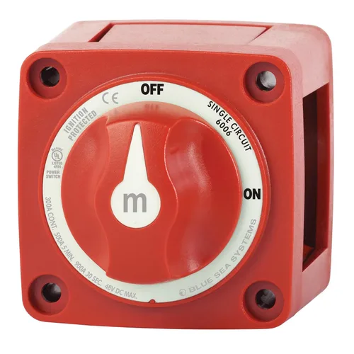 Blue Sea Systems 6006 interruptor aislador de batería serie m ON/OFF con llave de bloqueo, rojo