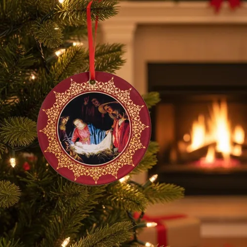 Miniatura 5 de Adoración de los Pastores Adorno Acrílico - Decoración Tradicional Católica y Cristiana de Navidad - Escena de la Natividad, Adornos Decorativos