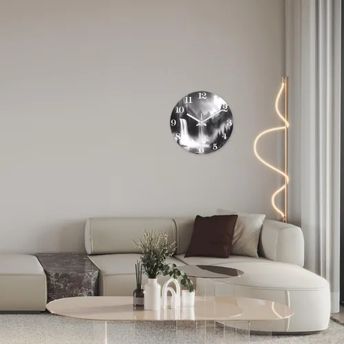 Miniatura 4 de XNM Relojes de Pared de Paisaje Natural para Baño, Funciona con Pilas, 30.5 cm, Negro y Blanco, Redondo, Silencioso, sin Tictac, de Vidrio, Pequeño