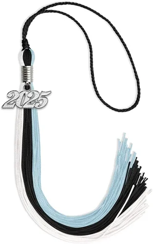 Miniatura 13 de Endea Graduation Borla de triple color con gota de fecha plateada (negro/dorado/granate, 2020)