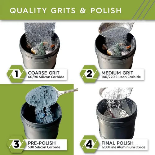 Miniatura 2 de Polly Plastics Rock Tumbler - Recambio de grano medio, grano de carburo de silicio 500 prepulido, etapa 3 para piedras de rodar (paquete de 2)