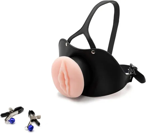 BELSIANG Bozales de boca sexual oral, modelo grande de piel sintética, bozales de boca bloqueada (negro, grande)