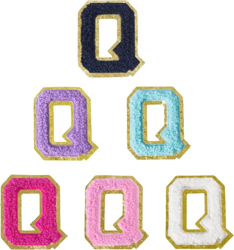 Miniatura 241 de 6 piezas de parches de letras de chenilla autoadhesivas, parches de letras preppy de 2 pulgadas para bolsos, ropa y sombreros, grandes pegatinas