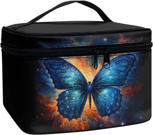 Miniatura 18 de doginthehole Bolsa de maquillaje, bolsa de cosméticos de viaje, bolsa de aseo portátil grande, organizador de accesorios para mujeres y niñas