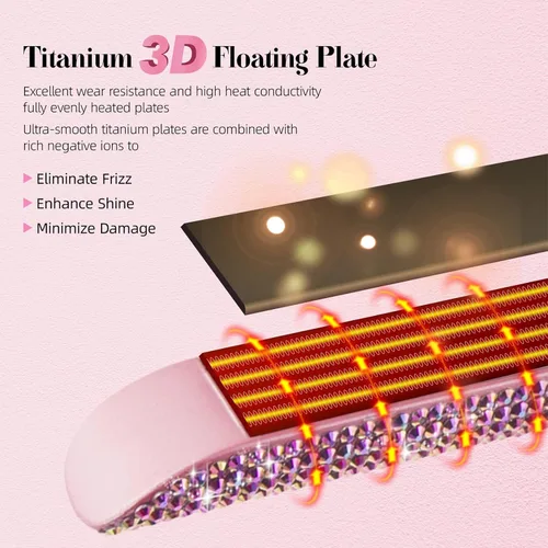 Miniatura 4 de DORISILK Alisador y rizador de pelo a alta temperatura de 480 °F, plancha de titanio con diamantes de imitación, alisador 2 en 1, rizador de 1