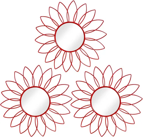 Miniatura 14 de Paquete de 3 espejos metálicos para pared, con diseño de rayos de sol, para decoración del hogar, arte decorativo para colgar en la pared para sala