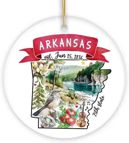 Miniatura 38 de Recuerdos coleccionables de cerámica de EE. UU. - Adornos navideños artísticos con temas y monumentos estatales de Tennessee