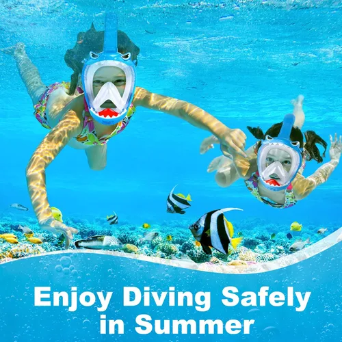 Miniatura 6 de Full Face Snorkel Mask for Kids with 180° Panoramic View, Snorkeling Set Featuring Anti-Leak and Anti-Fog Foldable Dry Top Design for Safe