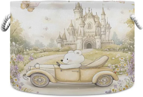 Miniatura 20 de senya Cesta de almacenamiento grande plegable bolsa de ropa redonda plegable de tela para ropa sucia cesta de lavado plegable para niños coches