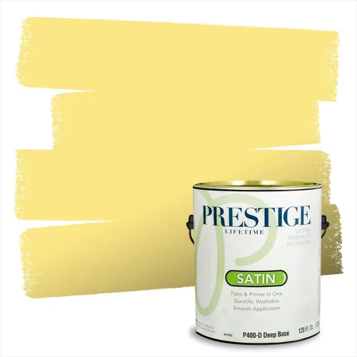 Miniatura 182 de PRESTIGE Pinturas Pintura Exterior e Imprimación En Uno, 1 Galón, Satinado, Pareja Comparable de Benjamin Moore* Amarillo* 320BM-PCM