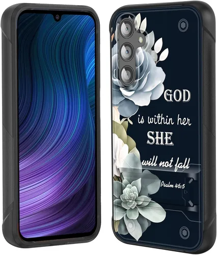 Miniatura 61 de Funda para Galaxy S24 Plus con soporte, doble capa híbrida de policarbonato duro y silicona suave, resistente a prueba de golpes, funda protectora