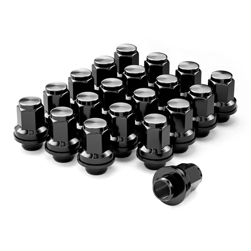 YIZBAP 20 tuercas negras de 14 x 1.5 pulgadas, M14x1.5 OEM fábrica Mag arandela estilo arandela, tuercas hexagonales de 1.8 pulgadas de alto 0.866