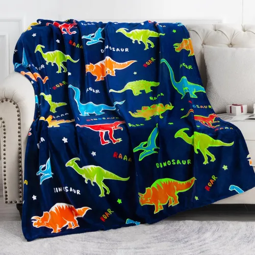 Regalos de dinosaurios juguetes para niños y niñas, manta de dinosaurio que brilla en la oscuridad, el mejor regalo de Navidad, cumpleaños, San
