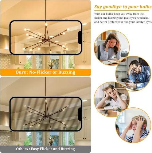 Miniatura 6 de Brightever Bombillas LED E12 para candelabro, equivalentes a 60 W, 2700 K, blanco suave, 620 lúmenes, bombilla LED de 6 W para lámpara de araña, 60w