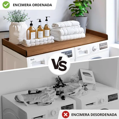 Miniatura 6 de Gashell Encimera de lavadora y secadora, encimera de bambú para lavadora y secadora de 27.5 x 54 pulgadas para organización de lavandería