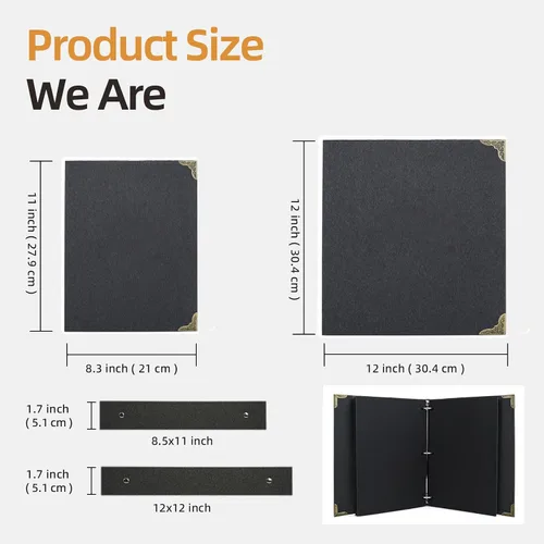 Miniatura 3 de Vienrose Kit de álbum de fotos de bricolaje con bolígrafos, cintas y calcomanías, 60 páginas, tapa dura de 8.5 x 11 pulgadas, 3 anillos, papel negro