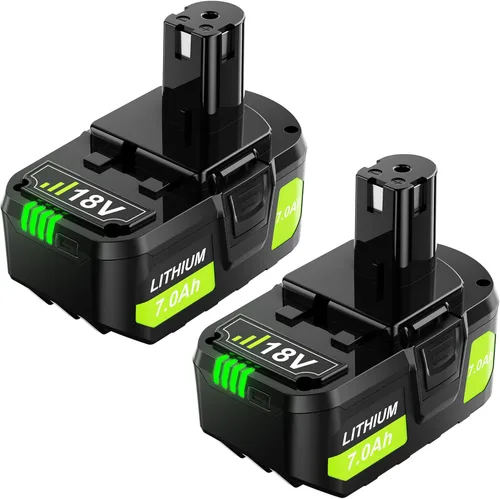 Bonacell Paquete de 2 baterías de litio de repuesto de 7.0 Ah para Ryobi de 18 V compatibles con batería Ryobi de 18 voltios ONE+ Plus P102 P103