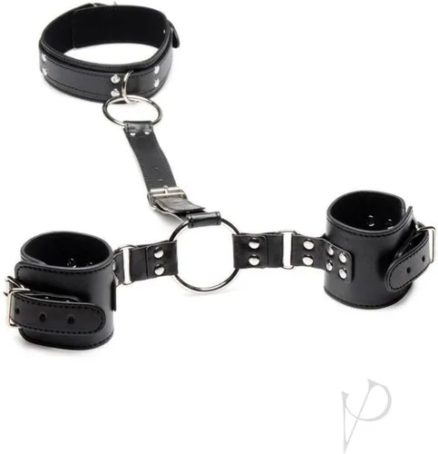 Miniatura 2 de Strict Juego de sujeciones de piel sintética para adultos, cuello a muñeca, con grandes accesorios de junta tórica para mujeres, hombres y parejas