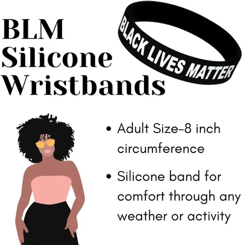 Miniatura 2 de Black Lives Matter BLM Pulseras de silicona (1, 2, 5 y 10 paquetes disponibles)
