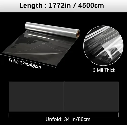 Miniatura 2 de Rollo de papel de celofán transparente de plástico para envolver regalos, 148 x 34 pulgadas, rollo de papel transparente de 3 mil de grosor
