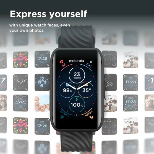 Miniatura 6 de Motorola Moto 40 - Reloj inteligente Bluetooth con 10 días de duración de la batería, integración con Google Fit, pantalla transparente de 1.5 Oro