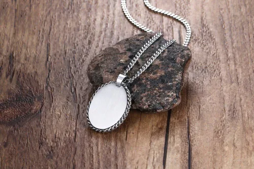 Miniatura 93 de VNOX Collar con colgante personalizado de acero inoxidable con grabado personalizado para identificación de alerta médica de emergencia para hombres