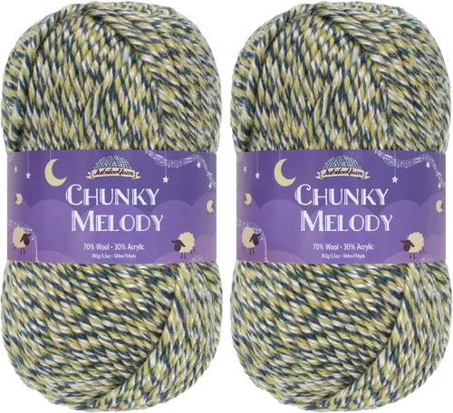 Miniatura 32 de JubileeYarn Chunky Melody - Hilo para tejer 100g/madeja, mezcla de lana gruesa, color maíz naranja - 2 madejas 15 Maíz Naranja
