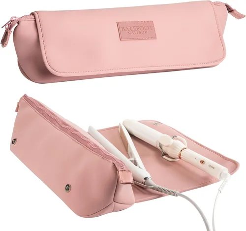 Miniatura 11 de BAREFOOT CARIBOU Bolsa de viaje para herramientas para el cabello y alfombrilla resistente al calor para planchas, alisadoras, rizadores
