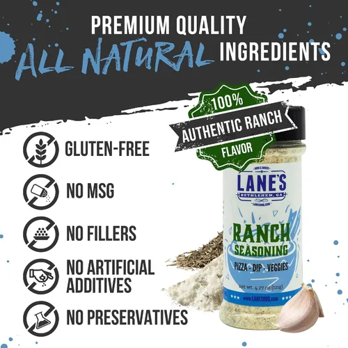 Miniatura 4 de Condimento en Polvo Ranch de Lane's, 4.27 oz - Polvo Ranch Versátil para Alitas, Verduras, Palomitas, Salsas, Aderezos y Pizza - Sabor Audaz