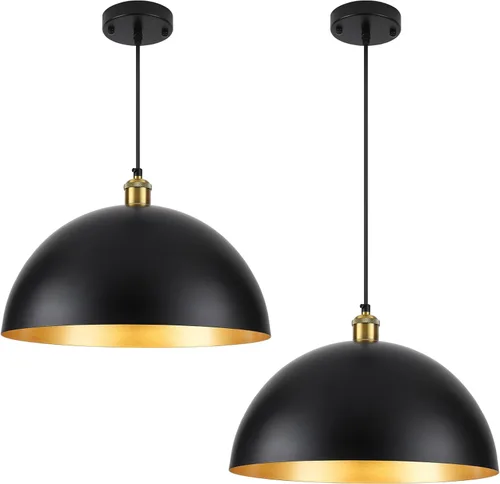 Miniatura 10 de Luces colgantes doradas, lámpara colgante de granja de 11.8 pulgadas para isla de cocina, lámparas colgantes vintage para comedor, sala de estar