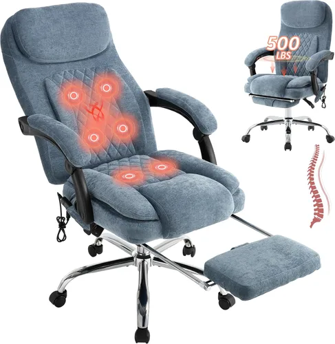 Miniatura 13 de Silla de oficina de masaje de 500 libras, sillas de oficina ejecutiva de 6 puntos de vibración y calor, silla de escritorio cómoda reclinable