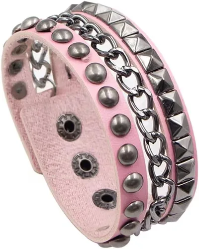 Miniatura 8 de TURTLEDOVE Pulsera de cuero punk - Pulsera de cuero gótico rock con cadena para fiesta