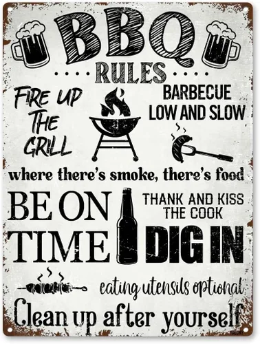 Letreros vintage de barbacoa para exteriores, decoraciones de barbacoa para exteriores, ideas de regalo de aluminio libre de óxido, 9 x 11 pulgadas,