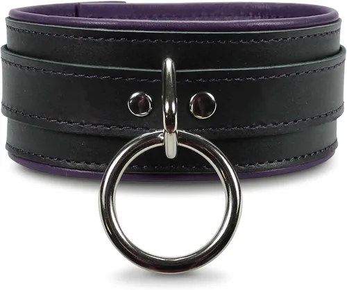 Miniatura 11 de Melanie Collar Latigo Leather Lambskin O-Ring Handmade Padded Leather Collar Negro