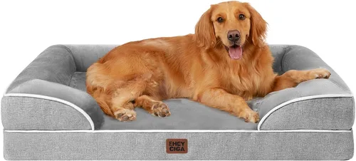 Miniatura 12 de EHEYCIGA - Cama ortopédica para perro grande, impermeable, de espuma viscoelástica y espuma tipo caja de huevos, bordes elevados, antideslizante